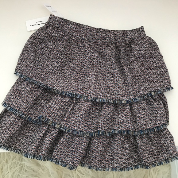 SONIA RYKIEL Ruffle Accented Multicolor Mini Skirt